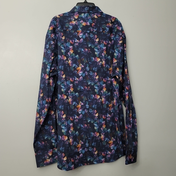 Bugatchi JULIAN Floral Print Shirt Long Sleeve Shirt Shaped Fit - Picture 2 of 10